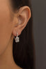 0.88 Carats Total Baguette and Round Cut Diamond Lever-Back Illusion Dangle Earrings in White Gold