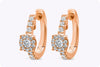 0.32 Carat Round Diamond Illusion Huggie Hoop Earrings in Yellow Gold