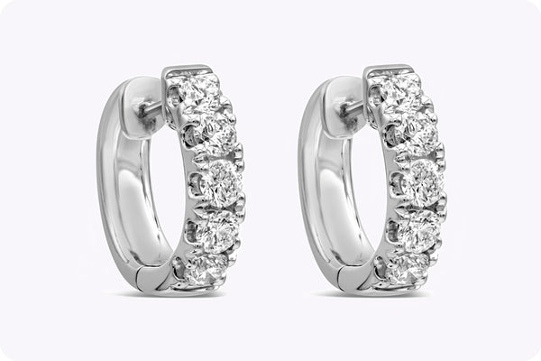 1.00 Carat Huggie Hoop Fashion Earrings in 18 karat White Gold