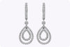 1.04 Carats Total Double Pear Shape Open-Work Halo Dangle Earrings in White Gold