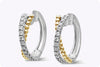 0.42 Carats Total Brilliant Round Cut Diamond Huggie Criss-Cross Hoop Earrings in White Gold and Yellow Gold