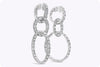 12.15 Carat Total Triple Ring Diamond Dangle Fashion Earring in White Gold