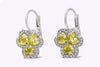 3.20 Carat Fancy Color Yellow Clover Drop Fashion Earrings in Platinum