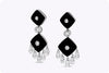 7.50 Carats Total Black Onyx with Briollete Cut Diamonds Fashion Drop Earrings