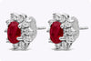 2.64 Carats Oval Cut Ruby with Diamond Halo Stud Earrings in White Gold