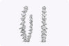 2.68 Carat Total Mixed Cut Diamond Hoop Earrings in White Gold