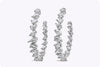 2.68 Carat Total Mixed Cut Diamond Hoop Earrings in White Gold