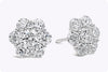 4.66 Carats Total Brilliant Round Shape Diamond Flower Stud Earrings in Platinum