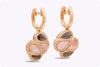 6.72 Carats Total Pear Shape Grey Moonstone and Rose Quartz Dangle Earrings in Rose Gold