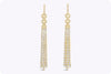4.35 Carats Total Brilliant Round Diamond Three Strand Dangle Earrings in Yellow Gold