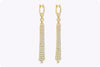 4.35 Carats Total Brilliant Round Diamond Three Strand Dangle Drop Earrings in Yellow Gold