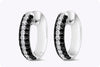 1.81 Carat Total Black and White Round Diamond Micro-Pave Huggie Drop Hoop Earrings