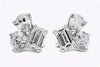 1.93 Carats Total Mixed Cut Diamond Three-Stone Stud Earrings in White Gold