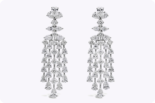 10.95 Carat Total Mixed Cut Diamonds Chandelier Earrings in White Gold