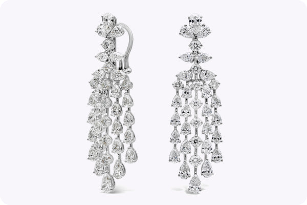 10.95 Carat Total Mixed Cut Diamonds Chandelier Earrings in White Gold