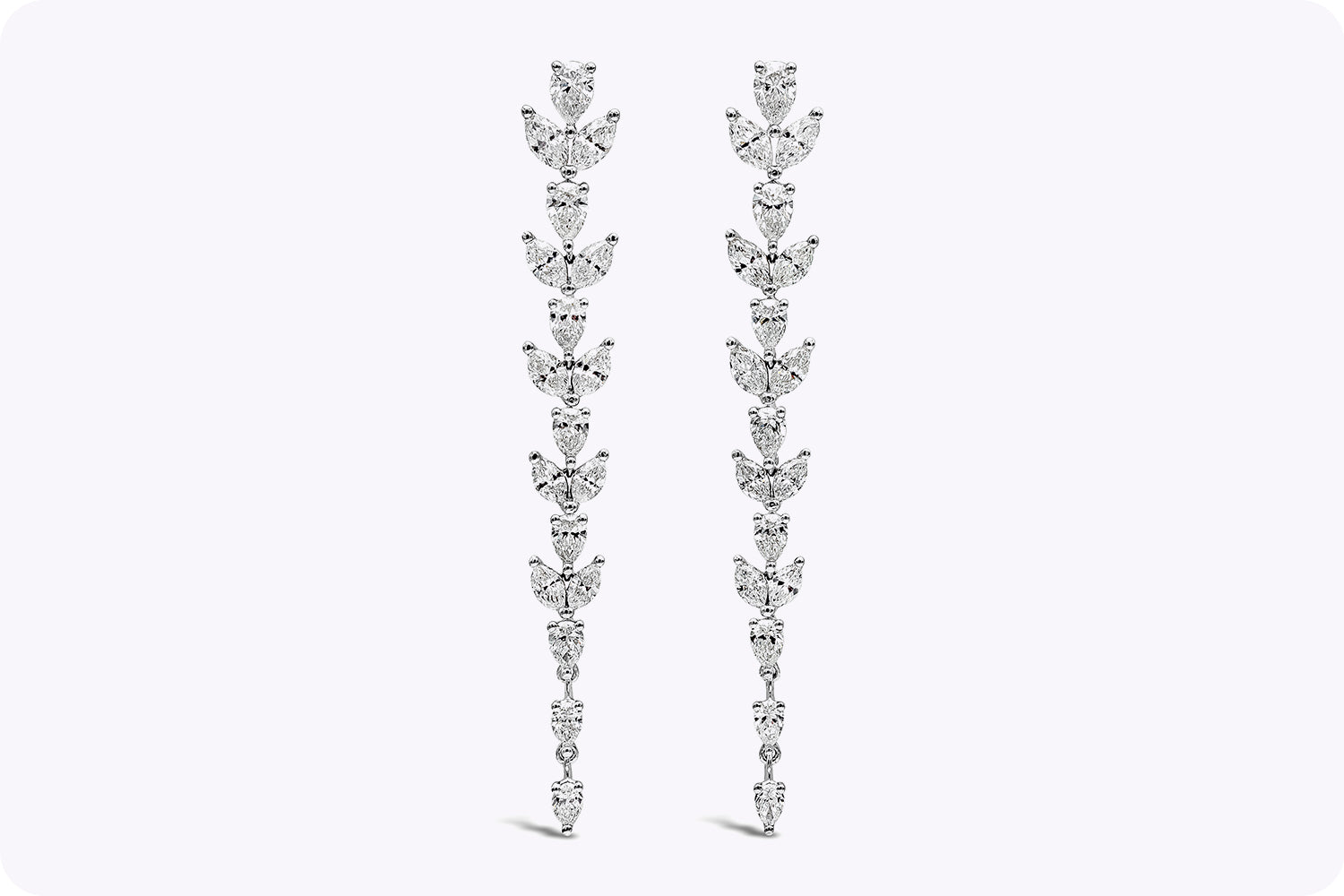 3.23 Carat Total Mixed Cut Diamonds Drop Earrings in White Gold