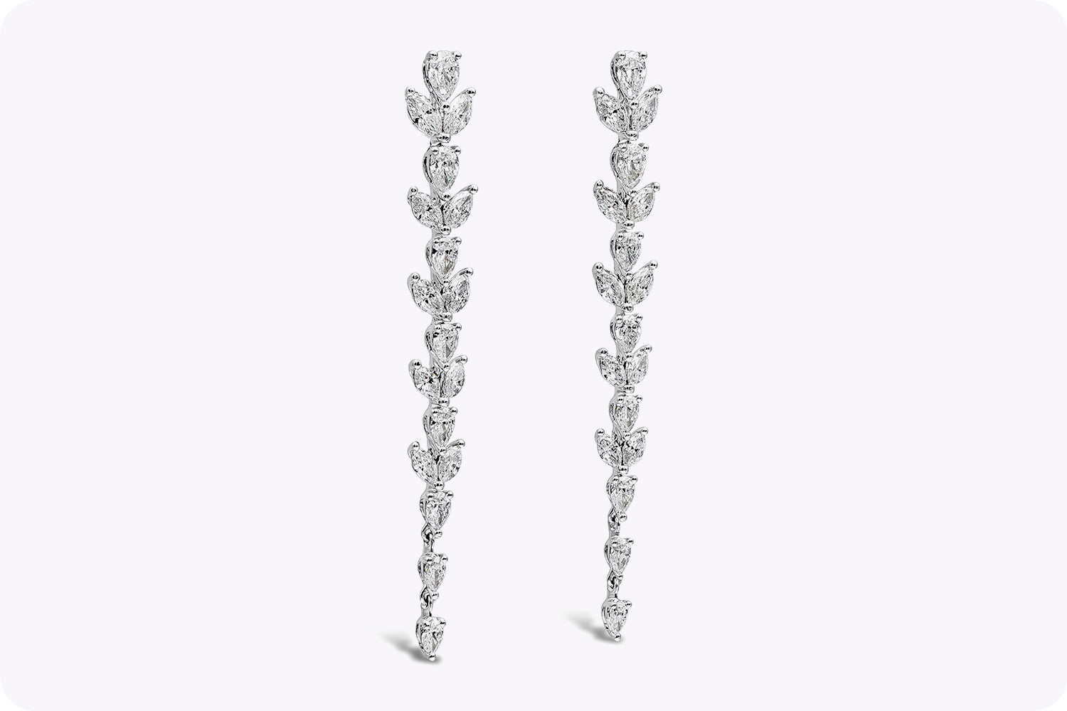 3.23 Carat Total Mixed Cut Diamonds Drop Earrings in White Gold