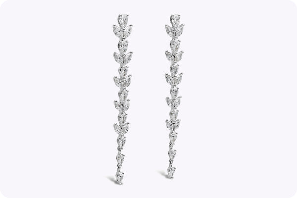 3.23 Carat Total Mixed Cut Diamonds Drop Earrings in White Gold