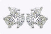 1.16 Carat Total Mixed Cut Diamond Three Stone Stud Earrings in White Gold