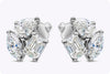 1.16 Carat Total Mixed Cut Diamond Three Stone Stud Earrings in White Gold