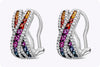 1.18 Carat Multi Color Round Sapphire with Diamond Crossed Fashion Earrings in White Gold