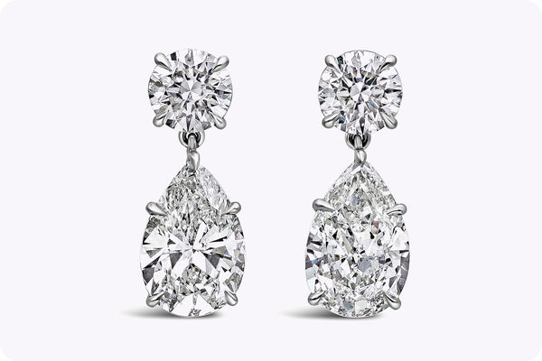 GIA Certified 5.43 Carats Total Mixed Cut Diamond Drop Earrings in Platinum