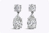 GIA Certified 5.43 Carat Total Mixed Cut Diamond Dangle Drop Earrings in Platinum