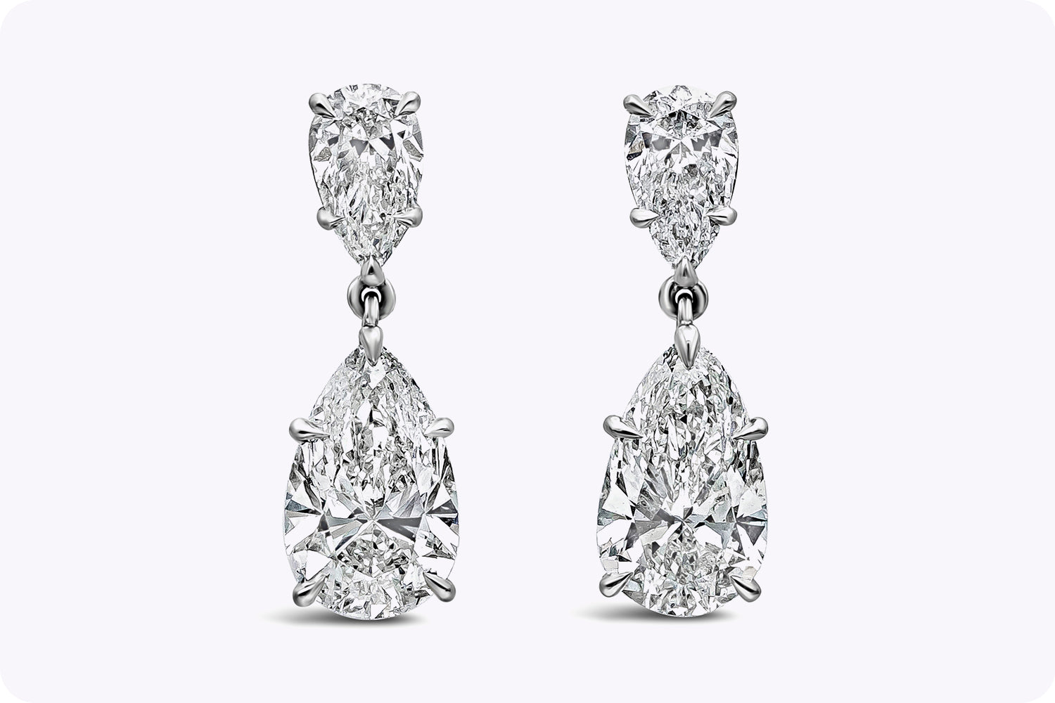 GIA Certified 3.20 Carat Pear Shape Diamond Drop Earrings in Platinum