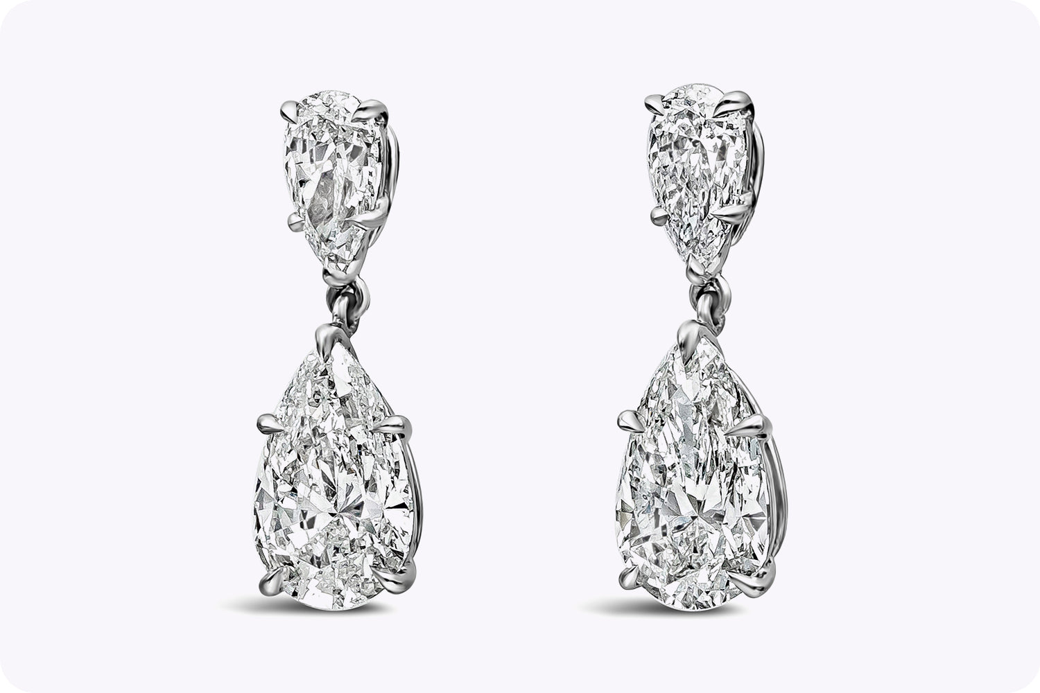 GIA Certified 3.20 Carat Pear Shape Diamond Drop Earrings in Platinum