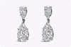 GIA Certified 3.20 Carat Pear Shape Diamond Dangle Earrings in Platinum