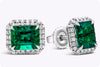 2.41 Carats Emerald Cut Colombian Muzo Emerald with Diamond Halo Stud Earrings in Platinum