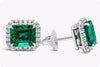 2.41 Carats Emerald Cut Colombian Muzo Emerald with Diamond Halo Stud Earrings in Platinum