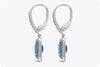 2.25 Carats Total Cushion Cut Aquamarine Dangle Earrings in White Gold