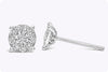 1.10 Carat Round Diamond Cluster Stud Earring in White Gold