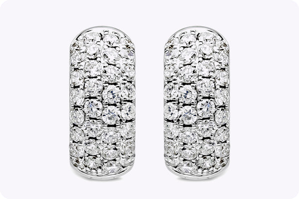 1.23 Carat Total Round Diamond Huggie Hoop Earrings in White Gold