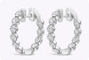 2.55 Carat Total Round Diamond Single Prong Hoop Earrings in White Gold