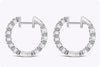 2.55 Carat Total Round Diamond Single Prong Hoop Earrings in White Gold