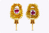 0.15 Carat Round Ruby Coral Reef Design Antique Fashion Earrings in Yellow Gold