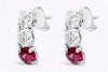 3.11 Carats Total Round Cut Burma Ruby and Diamond Drop Earrings in Platinum