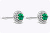 0.62 Carat Total Green Emerald and Diamond Halo Stud Earrings in White Gold