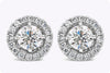 1.20 Carat Total Brilliant Round Shape Diamond Halo Stud Earrings in White Gold