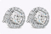 1.20 Carat Total Brilliant Round Shape Diamond Halo Stud Earrings in White Gold