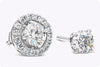 1.20 Carat Total Brilliant Round Shape Diamond Halo Stud Earrings in White Gold