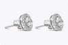 1.20 Carat Total Brilliant Round Shape Diamond Halo Stud Earrings in White Gold