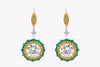 GIA Certified 20.41 Carats Total Round Brilliant Cut Diamond & Emerald Open-Work Dangle Drop Earrings