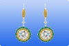 GIA Certified 20.41 Carat Total Round Diamonds with Green Emeralds and Yellow Diamonds Open-Work Dangle Drop Earrings