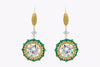 GIA Certified 20.41 Carats Total Round Brilliant Cut Diamond & Emerald Open-Work Dangle Drop Earrings