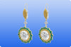 GIA Certified 20.41 Carat Total Round Diamonds with Green Emeralds and Yellow Diamonds Open-Work Dangle Drop Earrings