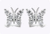 0.30 Carat Brilliant Round Cut Diamond Butterfly Stud Earrings in White Gold