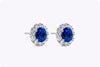 2.29 Carats Total Oval Cut Blue Sapphire & Diamond Stud Earrings in White Gold